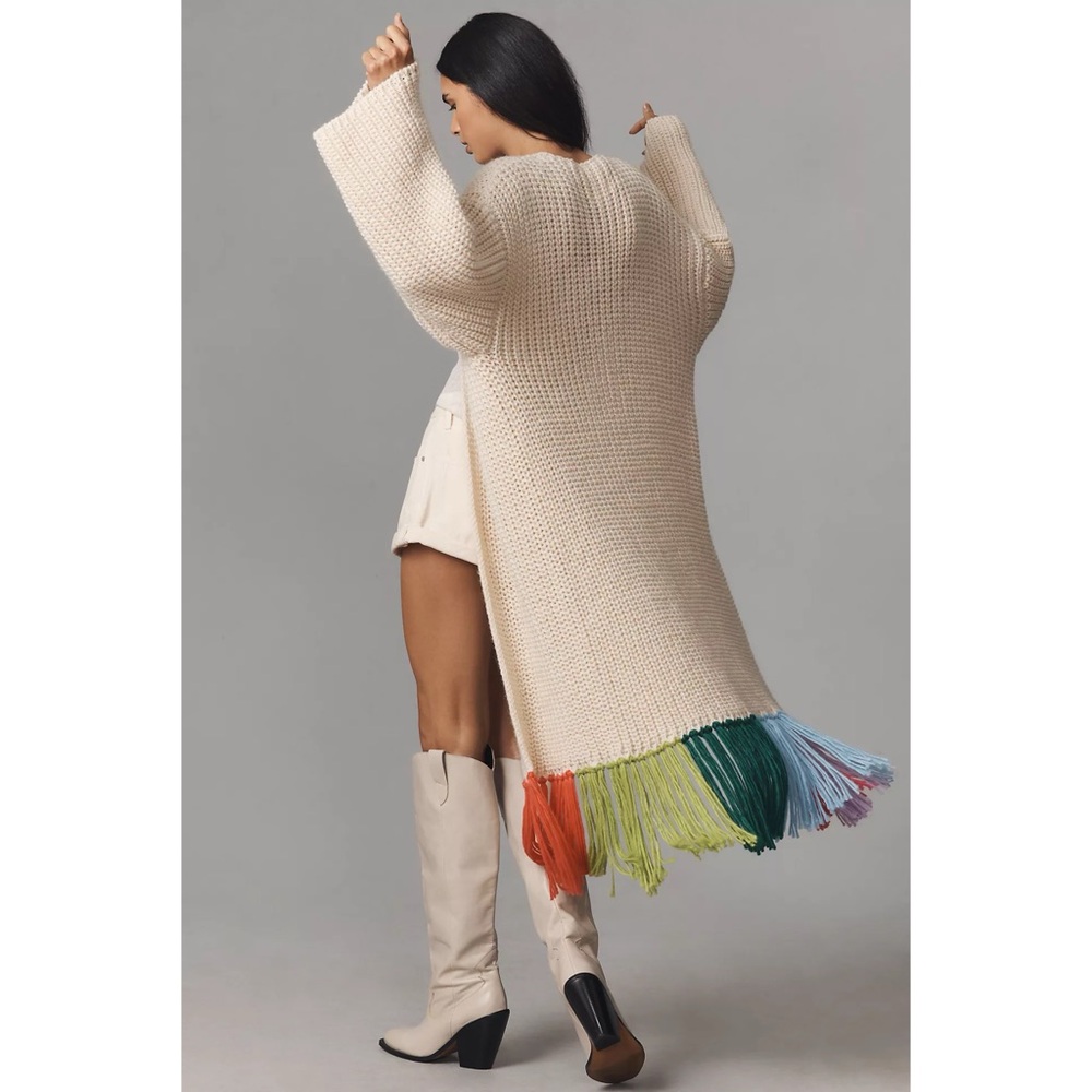 Anthopologie Long Fringe Cardigan Sweater